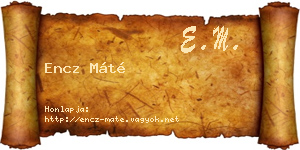 Encz Máté névjegykártya